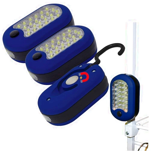 Evelots Compact-Flashlight,Magnetic/Swivel Hook/Super Bright 27 LED Lights-Set/3