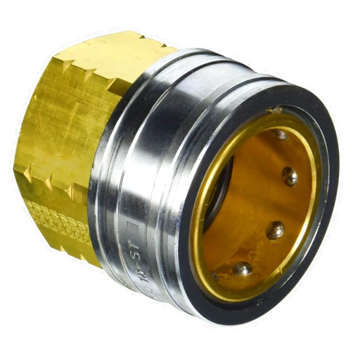 Hansen Eaton Hansen 10S41BS Brass Straight Through Ball Lock Hydraulic Fitting, Socket with Steel Sleeve, 1-1/4