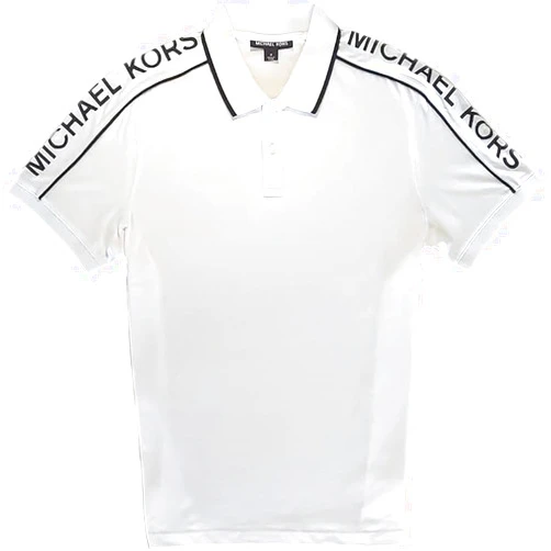 Michael Michael Kors Michael Kors Mens MK Logo 100% Cotton White/Black Polo Shirt (Medium)