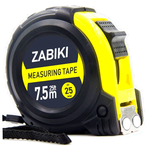 Zabiki Measuring Tape Measure, 25 Ft Easy to Read Decimal Retractable Dual Side Ruler with Metric and Inches, for Surveyors, Engineers and Electricians, with Magnetic Tip and Rubber Protective Casing