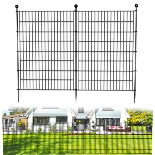 Jinligogo 5 Panels No Dig Decorative Outdoor Garden Fence for Yard, 40 in(H) X 11.8 ft(L) Animal Barrier Fencing Rustproof Metal Wire Panel Border for Dog, Rabbits, and Patio Temporary Ground Stakes