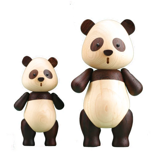 suruim Adorable Wooden Panda Statue Creative Cute Solid Wood Panda Doll Crafts Ornaments Charming Modern Doll for Jewelry, Decoration, and Gift-Giving (Panda-Set)