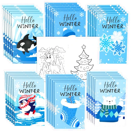 Jetec 36 Pcs Hello Winter Coloring Books Bulk Mini Polar Animals Coloring Books for Kids Bulk Party Favors Activity Gifts for Party School Supplies Classroom