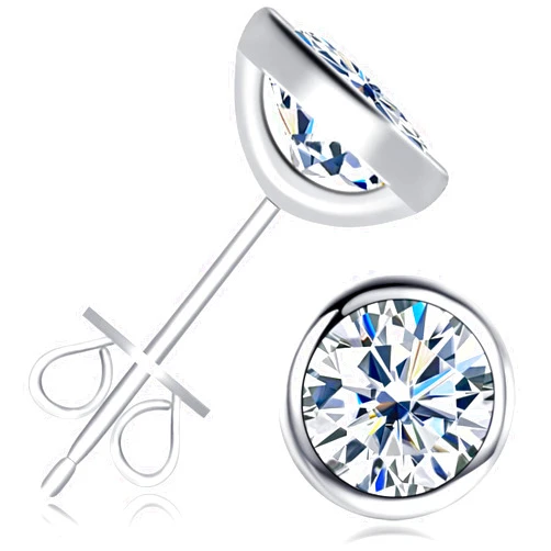Inf.Story Moissanite Stud Earrings, 0.6ct-2ct D Color Brilliant Round Cut Lab Grown Diamond 18K White Gold Plated 925 Sterling Silver Friction Backs Earrings for Women or Men