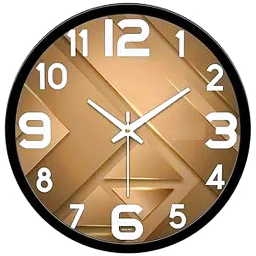 Generic Elitemart USA Modern Wall Clock – Battery Operated Silent Non-Ticking Analog Clock for Home, Office, Kitchen & School (Geometric Brown Pattern)