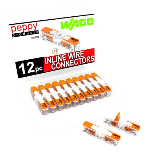 Peppy Products WAGO 221-2401 Lever Nuts Compact Splicing Inline Wire Connectors with Case | 12pc