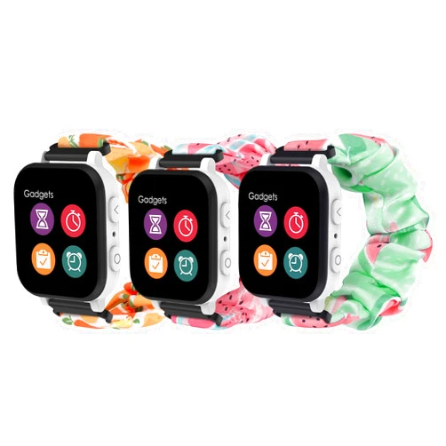 MoKo 3Pack Scrunchie Band Compatible with Gizmo Watch 3 2 1/Gabb Watch 3e 3 2 1/SyncUP Kids Watch, Cute Elastic Replacement Wristband Strap Stretchy Bands for Kids, Multicolor C