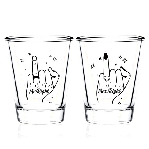 Futtumy Ring Finger Wedding Shot Glasses, Mr and Mrs Gifts, Wedding Gifts for Couples, Bride and Groom Gifts, Engagement Gifts for Couples, Bridal Shower Gift for Couple His Hers Bride To Be, 2 oz