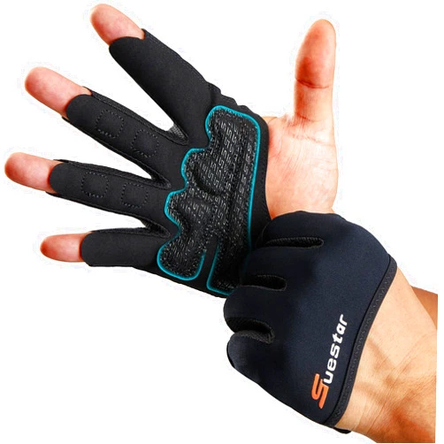 SueStar Partial Weight Lifting Gloves, 3/4 Finger Workout Gloves for Men Women, Full Palm Protection & Silicone Grip Gym for Weightlifting Exercise Fitness Smartwatch Friendly