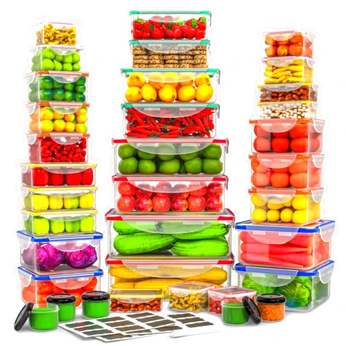 RockBerry 70 Pcs Large Food Storage Containers with Lids Airtight-1500ML to Small Box,Total 22812 ML Stackable Kitchen Bowls Set(35 Containers,35 Lids)-BPA Free Leak proof Plastic Boxes-Microwave safe