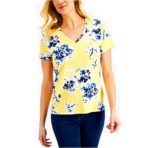 Karen Scott Women's Holiday Floral Printed Top
