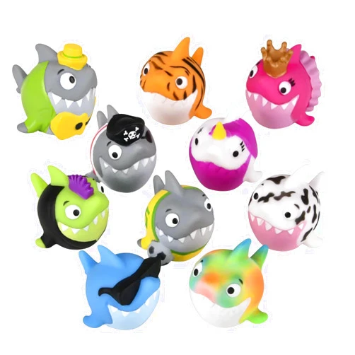 Nikki's Knick Knacks Rubber Sharks in Costumes - Stress Relief, Fidget Toy, Party Favors, Reward Chest, Treasure Chest, Goodie Bags, Bath Toys - 10 Piece