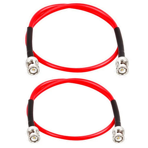 MOOKEERF BNC Cable - 2FT 2PCS RG58 50 ohm BNC Male to Male Coax Cables low loss BNC Extension Coaxial Cable with BNC Adapter Connector for Antennas, RF Radios, Modems, Oscilloscopes, Spectrum, etc (Red)
