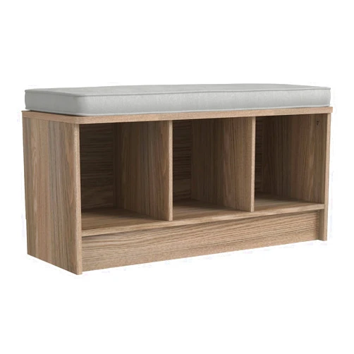 ClosetMaid 3258 Cubeicals 3-Cube Storage Bench, Natural Gray with Gray Cushion