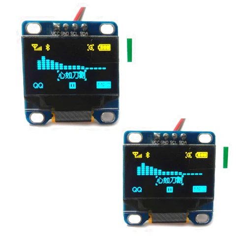 DIYmall 0.96 Inch Blue Yellow OLED Display Module I2C Serial 128x64 SSD1306 IIC Screen Board for Arduino Raspberry Pi 51 Msp420 STIM32 SCR Micro:bit (Pack of 2pcs)