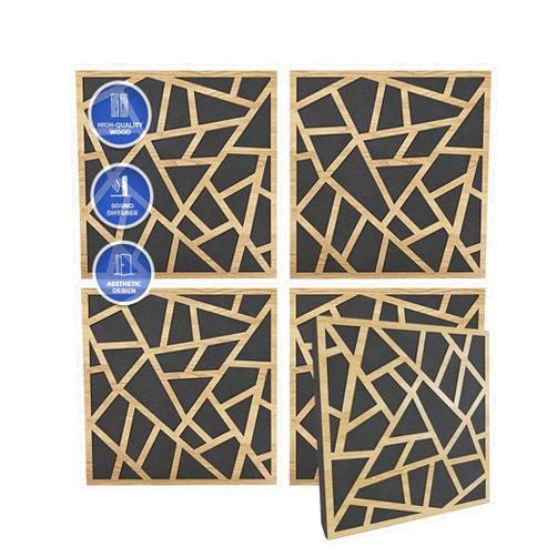 Arrowzoom 4 Diffuse PRO Acoustic Wooden Panel Absorb Sound Recording Studio High-Density Noise Reduction Fire Retardant Euroclass E NRC 0.64 up to 5000Hz Scattering Range 12 X 12 X 2 IN SD1247