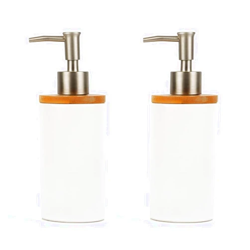 Whiidoom Ceramic Soap Dispenser Hand Soap Dispenser Refillable Liquid Great for Kitchen and Bathroom Decorative 2 Pack (White)