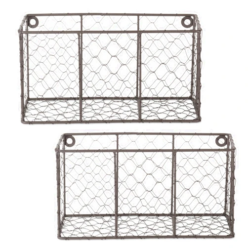 DII Chicken Wire Collection Farmhouse Vintage Wall Baskets, Small Basket, Vintage Grey