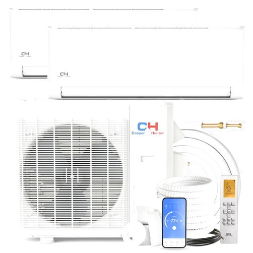 Cooper & Hunter Cooper&Hunter 18,000 BTU Dual Zone 6,000 + 9,000 BTU Multi Zone, 22.9 SEER2, Wall Mount Ductless Mini Split A/C Air to Air Inverter Heater Including Installation Kits