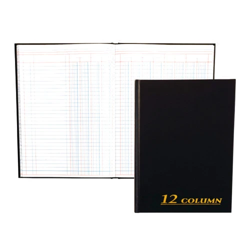 Adams Account Book, 7 x 9.25 Inches, Black, 12-Columns, 80 Pages (ARB8012M)