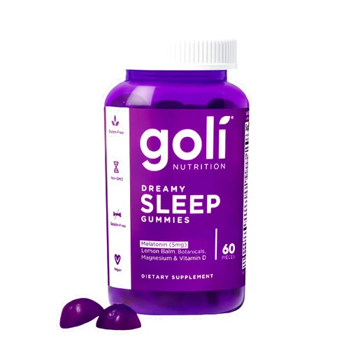 Goli Dreamy Sleep Gummy - 60 Count - Melatonin, Vitamin D, Magnesium, and Lemon Balm Extract - Gelatin-Free, Gluten-Free, Vegan & Non-GMO