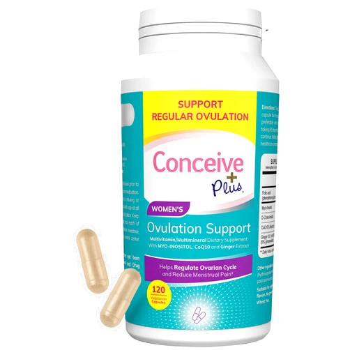 CONCEIVE PLUS Myo-Inositol & D-Chiro Inositol Supplement Blend Capsules | Folate, Ginger, CoQ10, Vitamin B8 | 30-Day Supply Healthy Ovarian Function for Women | 120 Inositol Caps