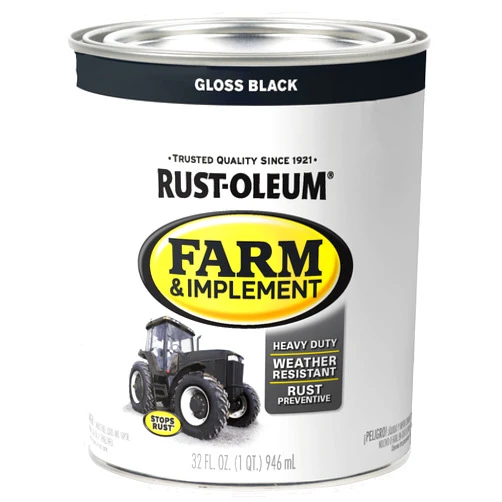 Rust-Oleum 280104 Farm & Implement Enamel Paint, Quart, Gloss Black, (Pack of 1)
