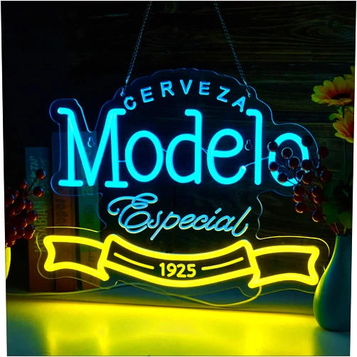 WanliNeon Model Neon Sign for Wall Decor, Beer Bar LED Lights Signs Sign for Bar Man Cave Bedroom Home Bar Shop Pub Bistro Party Hotel Game Room Decor Gifts, USB Powered
