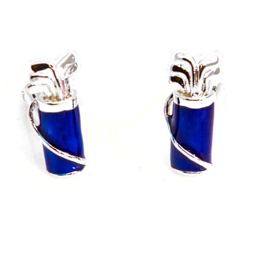 MRCUFF Golf Clubs & Bag Golfer Blue Cufflinks in Presentation Gift Box & Polishing Cloth