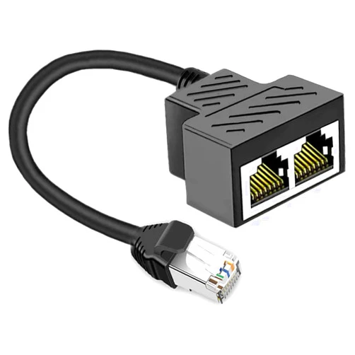 MVBOONE Ethernet Splitter 1 to 2 RJ45 Network Cable Adapter, NOTE Only Connect one Network at a Time, Cmpatible with ADSL/Computers/TVs/Routers