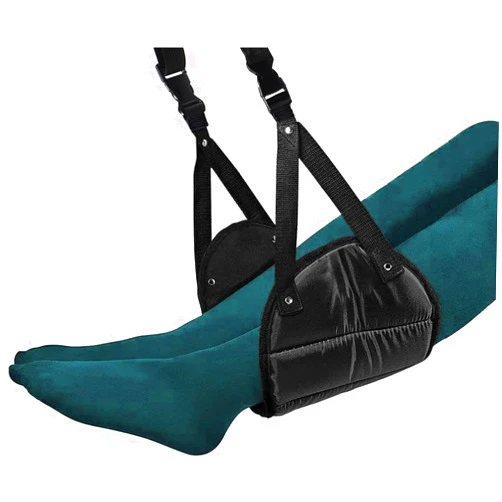 KAVAVO Foot Rest,Airplane Footrest Made with Premium Memory Foam,Portable Travel Essentials Footrest Flight Carry-On Airplane Sling,Adjustable Height Foot Leg Rest Travel Accessories Footrests Hammock,Black