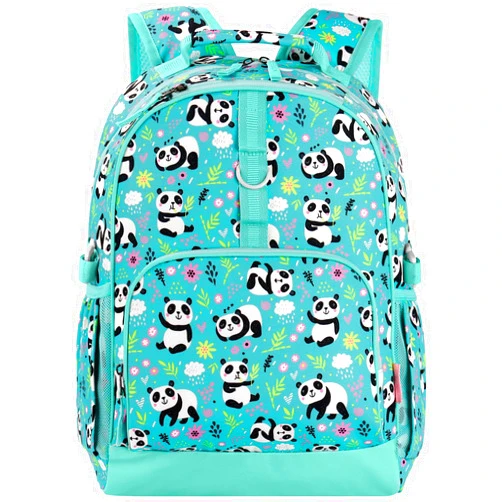 Choco Mocha Panda Backpack for Girls, Kindergarten Backpack for Girls Ages 4-6, Kids Preschool Bookbag Girl 15 inch, Teal