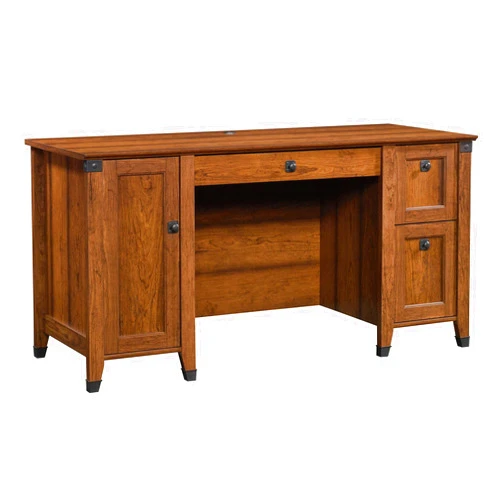 Sauder Carson Forge Rustic Vintage Computer Desk with Drawers Storage, in Washington Cherry finish