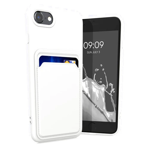 kwmobile Case Compatible with Apple iPhone SE (2022) / iPhone SE (2020) / iPhone 8 / iPhone 7 Case - TPU Phone Cover with Credit Card Holder - White