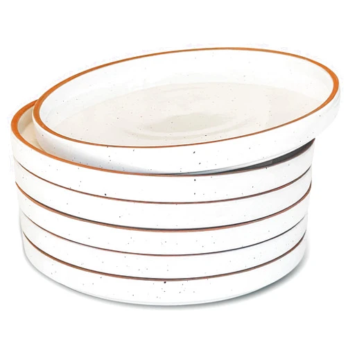 MORA CERAMICS HIT PAUSE Mora Ceramic Flat Plates Set of 6-8 in - The Dessert, Salad, Appetizer, Small Lunch, etc Plate. Microwave, Oven, and Dishwasher Safe, Scratch Resistant. Kitchen Porcelain Dish - Vanilla White