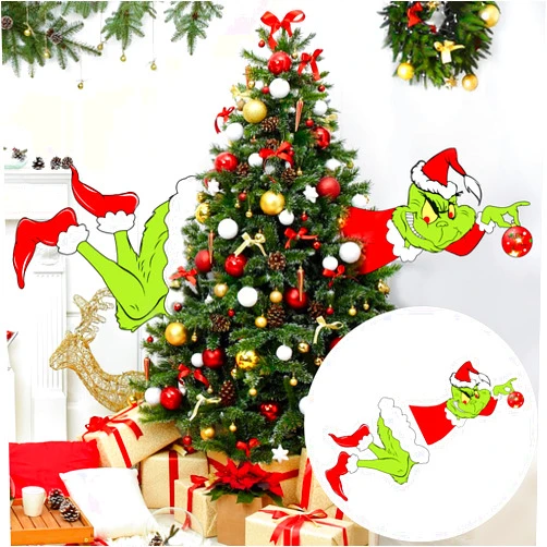 AMUHUA Christmas Decorations for Tree - Funny Christmas Thief Stole Tree Topper Head and Legs for Holiday Xmas Home Party Decorations