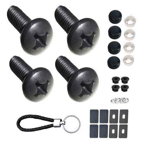 ZXFOOG Black License Plate Screws- Rustproof Stainless Steel Car Tag Bolts, M6X16mm (1/4