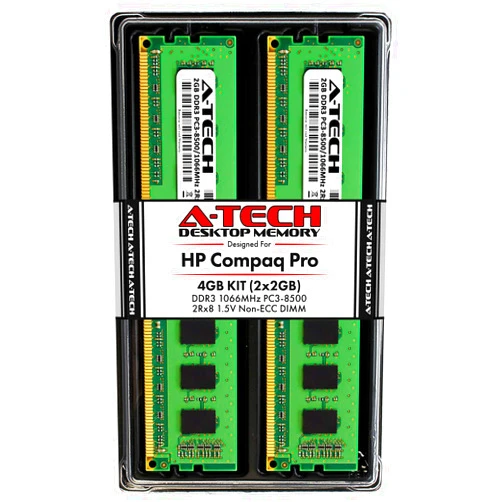 A-Tech 4GB (2 x 2GB) RAM for HP Compaq 4000 Pro & 6000 Pro - (Small Form Factor & Microtower) - DDR3 1066MHz PC3-8500 Non-ECC DIMM Memory Upgrade Kit