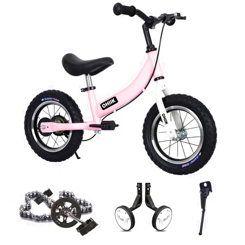 OHIIK Balance Bike 2 in 1 for Kids 2 3 4 5 6 7 Years Old,Balance to Pedals Bike,12 14 16 inch Kids Bike,with Pedal kit,Training Wheels,Brakes