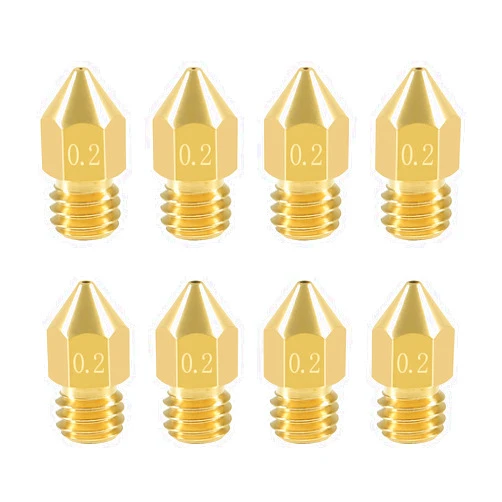 Aokin 8 Pcs 0.2mm MK8 Extruder Nozzles 3D Printer Nozzles for Creality Ender 3/3 Pro/3 V2, Ender 5/5 Pro, CR-10/10S, Makerbot, Anet A8 3D Printer