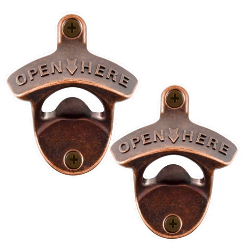 Jumiok Rustic Bottle Opener Wall Mounted Stainless Beer Bottle Cap Opener Mountable for Wooden Board Post Table (Pack of 2)