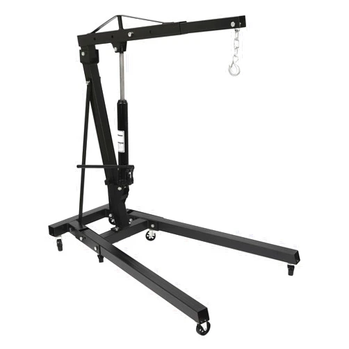 MSAIERPLR Engine Hoist 2 Ton Folding Hydraulic Cherry Picker Shop Crane Lift, Engine Crane with 4 Adjustable Positions & 6 Iron Caster Wheels, Engine Jack Hoist Lift for Garage Workshop,Black