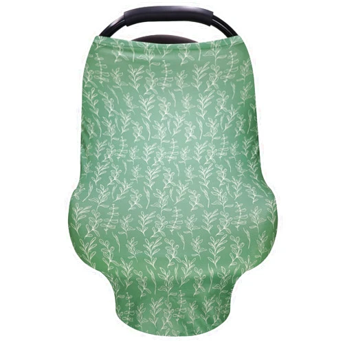 HNHUAMING Baby Car Seat Cover Girls, Infant Carseat Canopy, Stretchy Multi- use Nursing Cover for Stroller/High Chair/Shopping Cart/Car Seat Canopies (Green Sage)