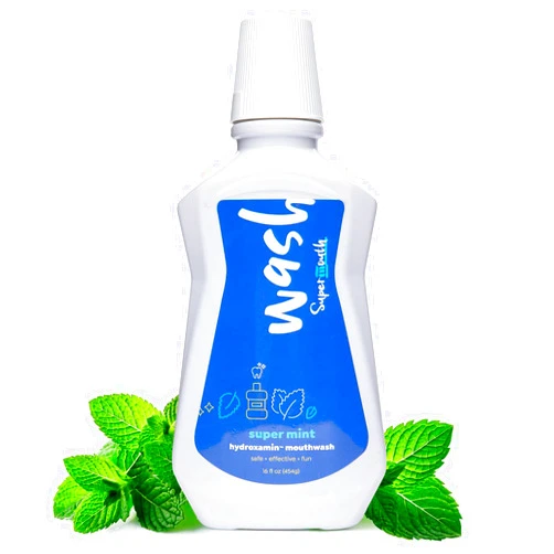 SuperMouth® Fluoride-Free Mouthwash – Nano-Hydroxyapatite, Vitamins D3 & K2, Prebiotics, Alkaline pH 8.5, Alcohol-Free, Freshens Breath, Safe Clean Ingredients, 4 Flavor Options