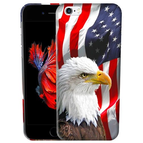 GlamCase for iPhone 6 / 6S, iPhone 6 / 6S Case - Bald Eagle American Flag Design Printed Slim & Sleek Cute Hard Plastic Snap on Protective Designer Back Phone Case/Cover for iPhone 6 / 6S