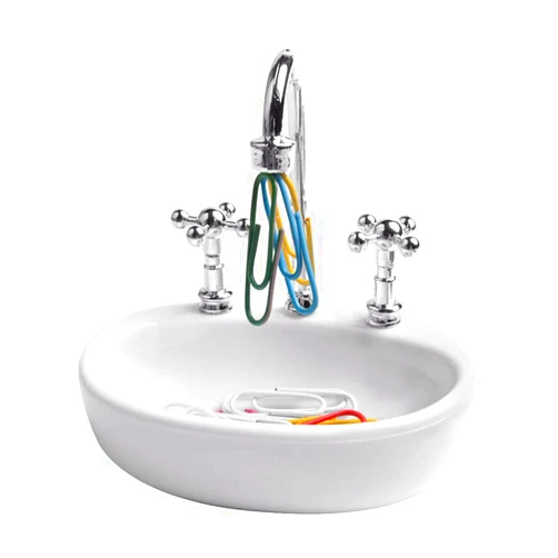 vanki White Plastic Faucet Sink Design Paper Clip Dispenser Holder