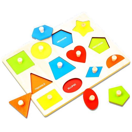 Winbar Montessori Toy Wooden Shape Peg Puzzle,12-18-24 Months with Knob Toddler Shape & Color Sorter Early Learning Educational Activity Toy Gift for Preschool Toddler Baby 3 4 5 Year Old