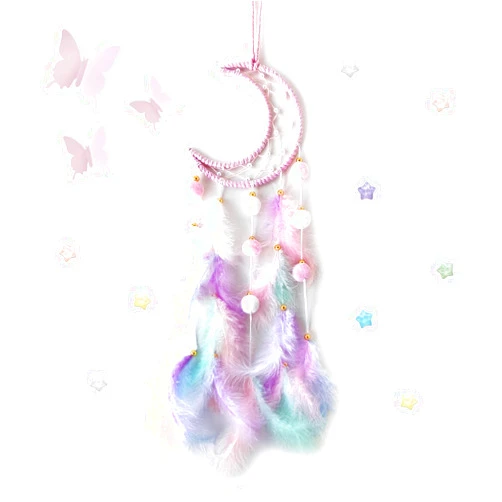 Fun-Plus Pink Dream Catcher Wall Hanging Set - 10 Butterflies & 16 Stars, Boho Room Decor for Girls, Easy Peel & Stick Wall Art for Bedroom, Nursery, Teen Room for Daughter, Birthday, Christmas