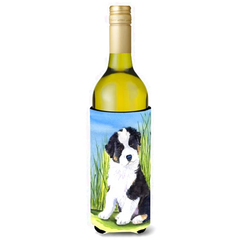 Caroline's Treasures SS8372LITERK Australian Shepherd Wine Bottle Hugger Bottle Cooler Sleeve Hugger Machine Washable Collapsible Insulator Beverage Insulated Holder