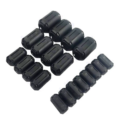 FeFu 20Pcs Clip-on Ferrite Ring Core RFI EMI Noise Suppressor Cable Clip for 3mm/ 5mm/ 7mm/ 9mm/ 13mm Diameter Cable, Black